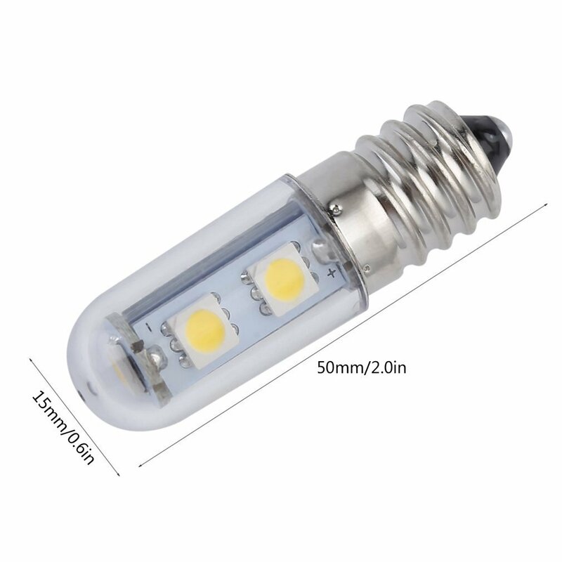Luz branca quente para máquina de costura, lâmpada do refrigerador, mini lâmpada LED, E14, 1W, 7 LED, 5050 SMD, 220V