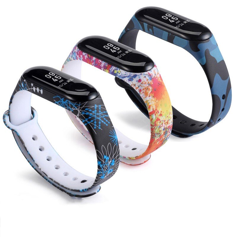 Strap For Xiaomi Mi Band 7 8 5 6 watch band Creative graffiti style Silicone bracelet replacement For XiaoMi band 4 3 Wristband