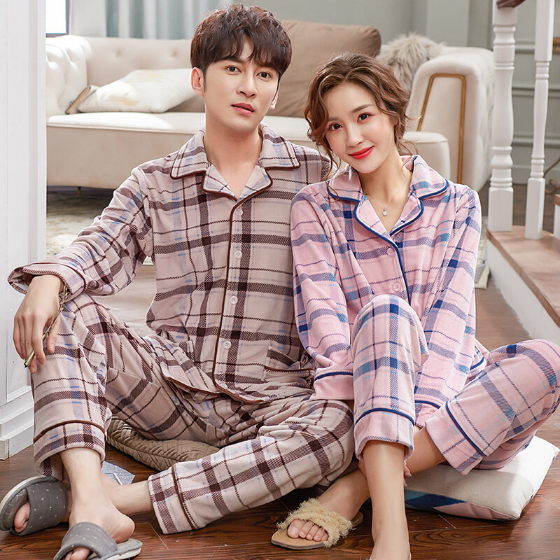 Nam Bộ Đồ Ngủ Mùa Đông Đảo Nhung Pyjama Set Lớn Thước 3XL Nỉ Mặc Thường Ngày Dày Homewear Ấm Đồ Ngủ Nữ Pijama Mujer