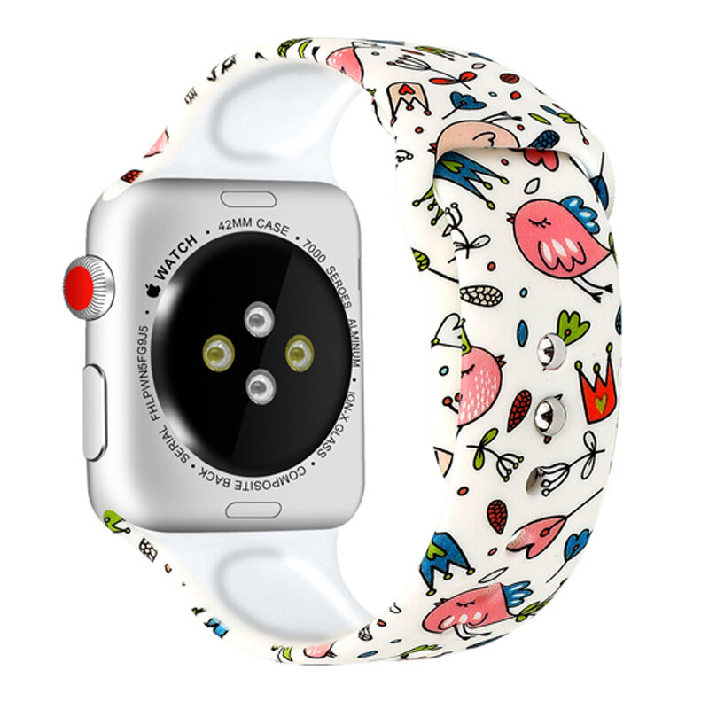 Correa de silicona para Apple watch correa 42mm 38mm iwatch correa 44mm 40mm 5 4 3 2 patrón pulsera deportiva Apple watch 5 Accesorios