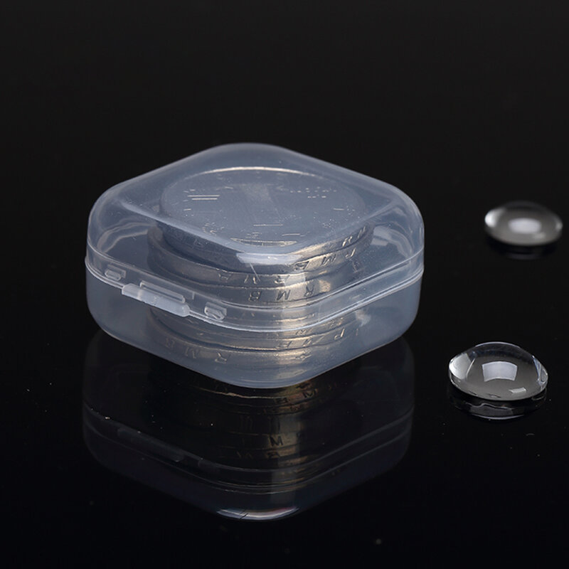 Kotak plastik Mini jelas tempat penyimpanan koleksi wadah penata dengan tutup berengsel untuk mengatur bagian kecil 3.5x3.5x1.8cm