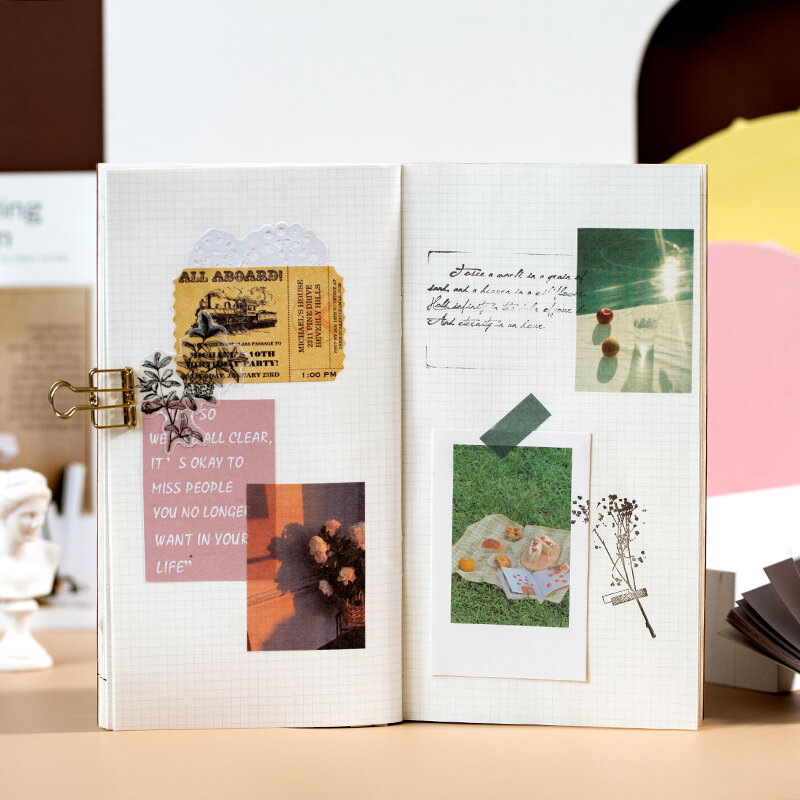 Libro adhesivo de estilo Ins, papel Washi, diario, Material de decoración DIY, Bloc de notas, papelería de álbum de recortes, 50 hojas