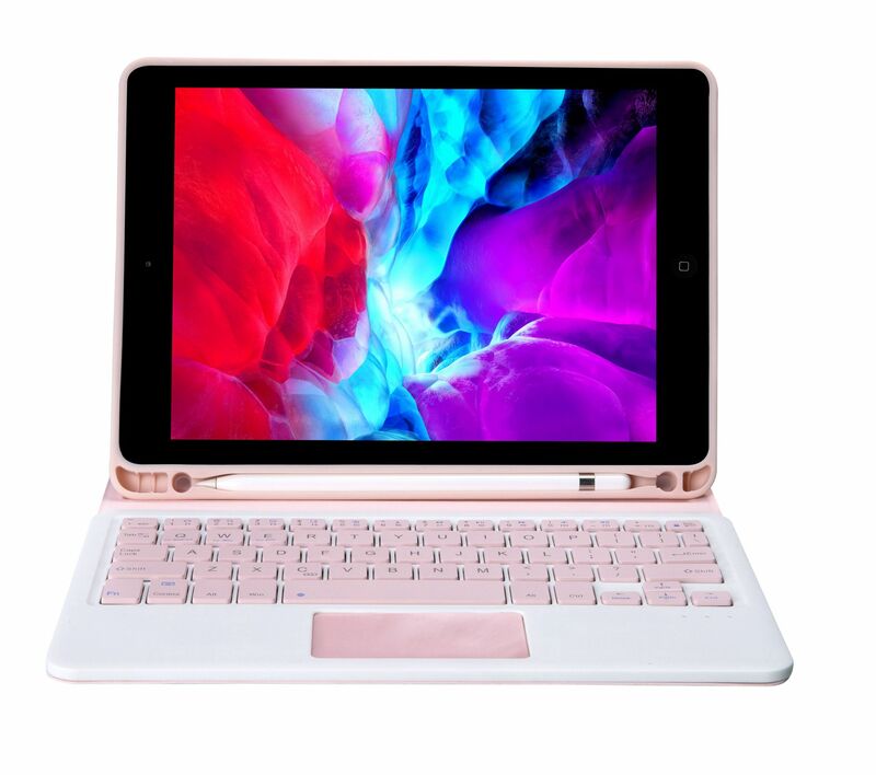 For Ipad 10.2'' 10.5' Case Ultra Slim Detachable Wireless Bluetooth Tablet touch mouse Keyboard Leather Cover with Pencil Holder