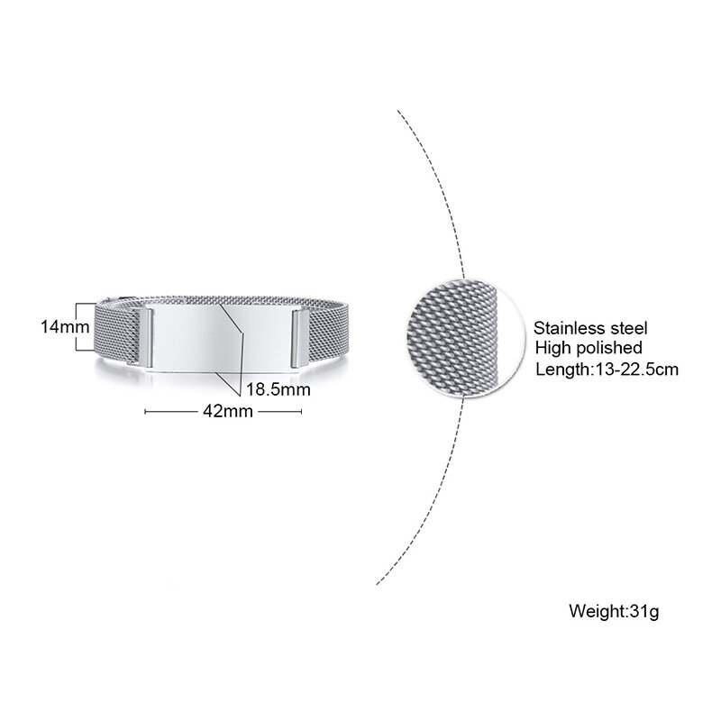 Vnox comprimento ajustável médico alerta id pulseiras para homens de aço inoxidável tipo 2 diabetes epilepsia pacemaker lembrete jóias