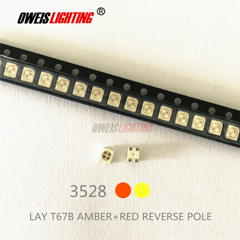 LAY-Beads de luz LED bicolor, polaridade reversa, âmbar vermelho e amarelo, Plcc-4, 2.1V, 50mA, T67B, 3528, 20Pcs
