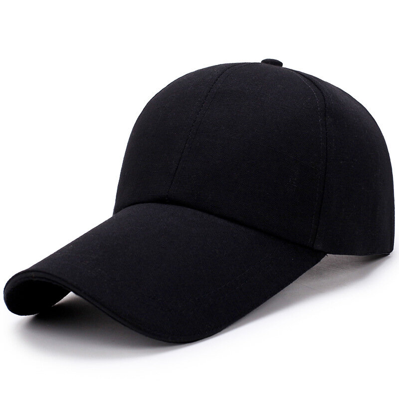 Unisex Plain Black Super Extra Long Bill Snapback Cap Adjustable Baseball Cap Sandwich Brim Hat Outdoor Sun Visor Hat Canvas Cap