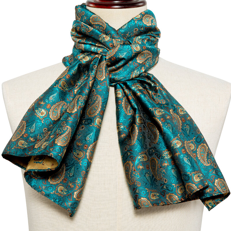 Nova moda masculina cachecol verde jacquard paisley 100% lenço de seda outono inverno casual negócio terno camisa cachecol 160*50cm barry. wang