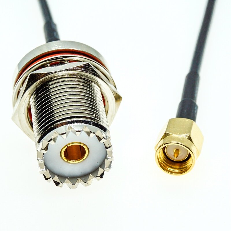 SMA Male Plug to SO239 UHF Female Bulkhead RF Jumper pigtail Cable RG174 Coax Connector