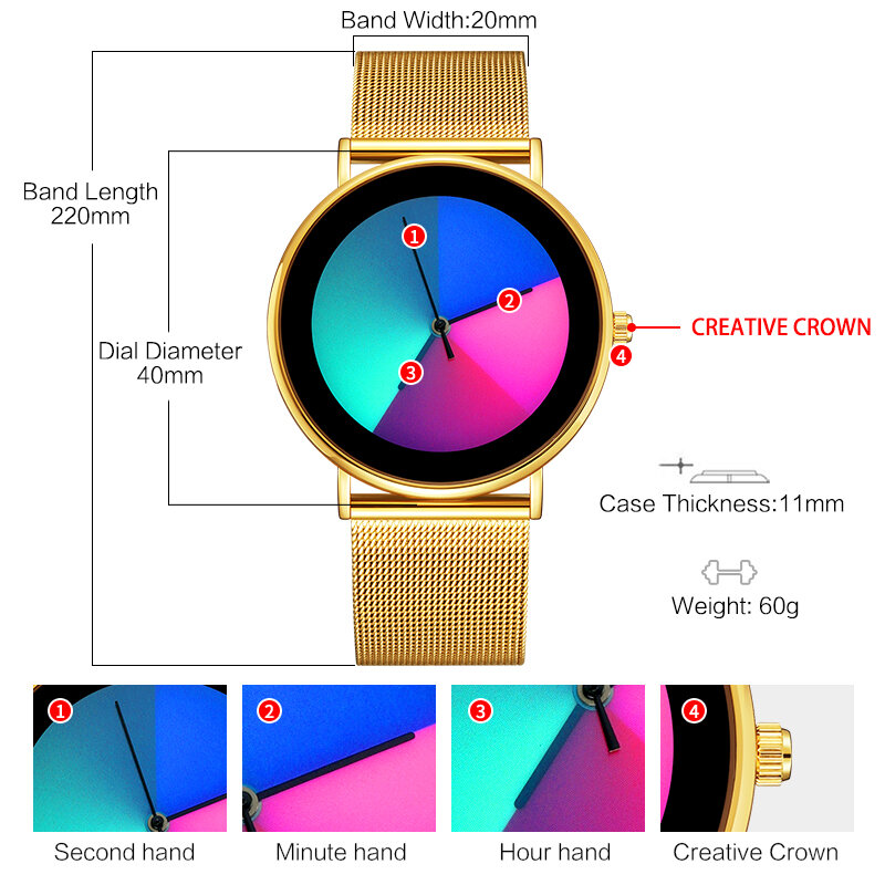Kreative Mode Frauen Uhren Edelstahl-Stahl Romantische Farbwechsel Paar Armbanduhren Analog Quarz Uhr Montre Femme 2020