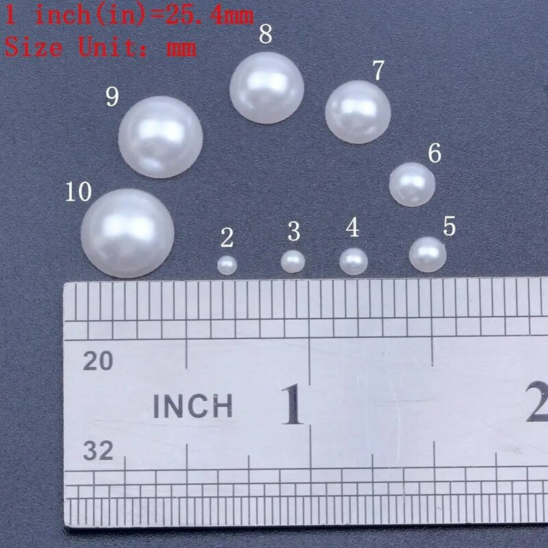 Half Round Pearls 500pcs/Pack Flatback Imitation Loose White Glue On Resin Beads DIY Jewelry Making Nails Art Crafts Decorations