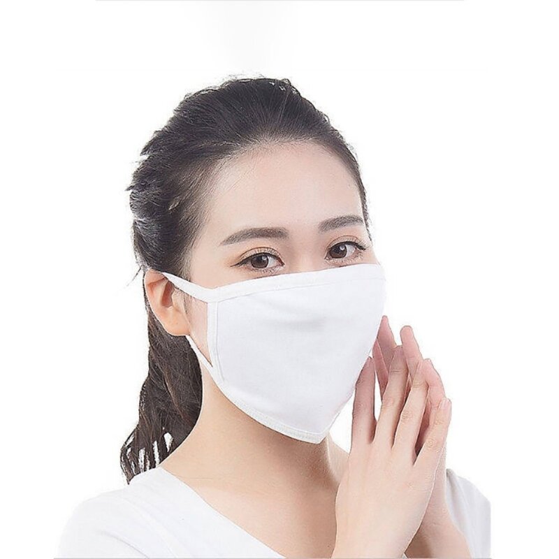 Unissex algodão máscara facial branco de duas camadas respirável algodão máscara facial anti poeira, névoa e névoa máscaras quente