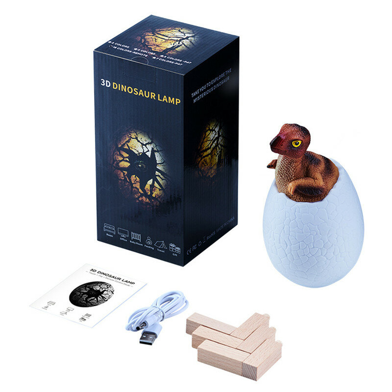 50Pcs Dinosaur Egg Night Light 3D Led Dinosaur Remote Touch Sensor Lamp USB ricaricabile comodino Decor giocattolo per bambini regalo