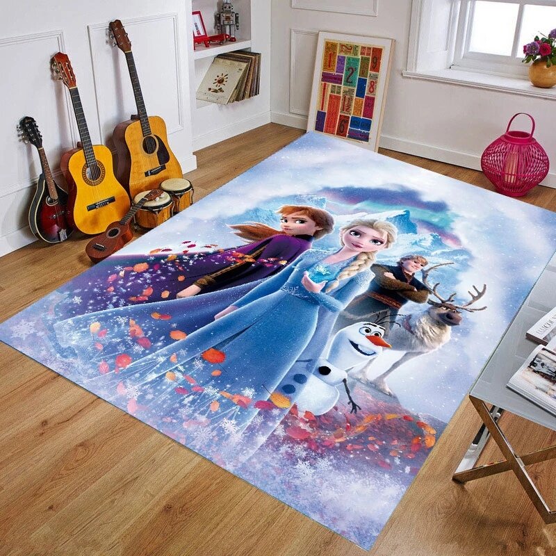 Girls Princess Mat Cartoon Elsa Playmat 3D Printed   Livingroom Carpet Doormat  Kids Large Carpets Playmate Rug Home Decor