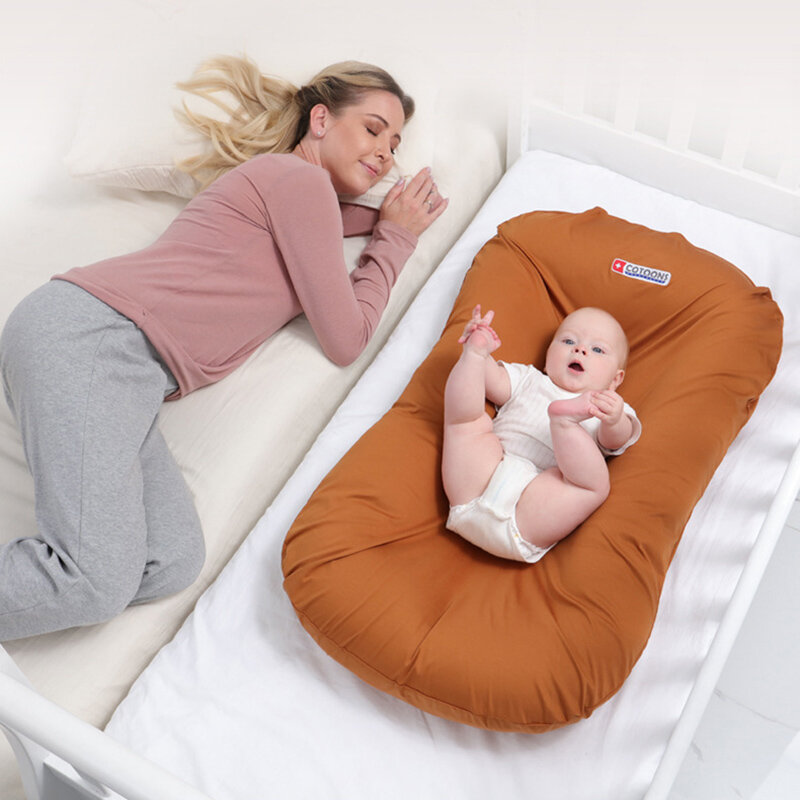 Cuna de algodón orgánico para bebé, cama de viaje portátil para recién nacido, 55x95cm