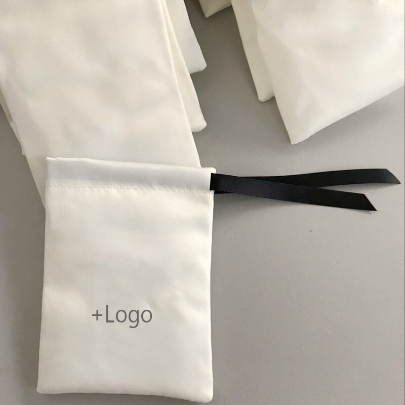 50PCS Custom Logo Jewelry Gift Pouch Satin Packaging Bags 7x10/10x13/12x16/15x20cm Silk Drawstring Pouch