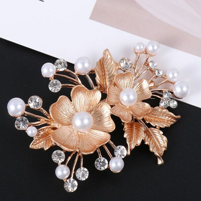 Gold Hairpin Ornaments Hair Accessories Alloy Flower Hair Pins for Wedding Crystal Hair Clip Bride Headwear