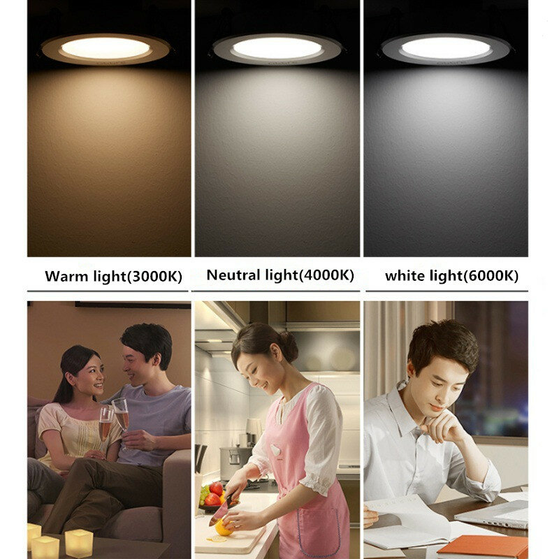 Biały czarny LED typu Downlight 3W 5W 7W 9W 12W 15W 18W aluminium wpuszczane LED oświetlenie punktowe sypialnia kuchnia kryty oprawa sufitowa led lampa