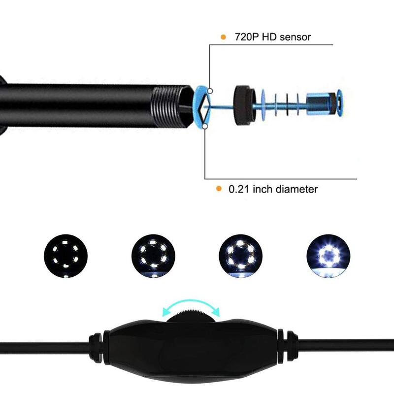 Limpieza de orejas cuchara en limpiador de oído Otoscopio Medico Extracción de cera de los oídos herramienta USB tipo-C macho HD Visual para Earpick vela endoscopio