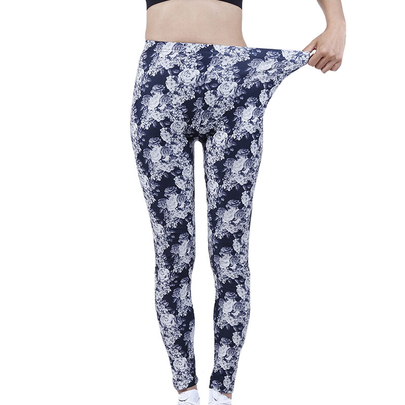 VISNXGI Flowers Print Leggings Push Up Polyester Pants Fitness Workout Gym Clothing Stretch New Arrival High Waist Trousers