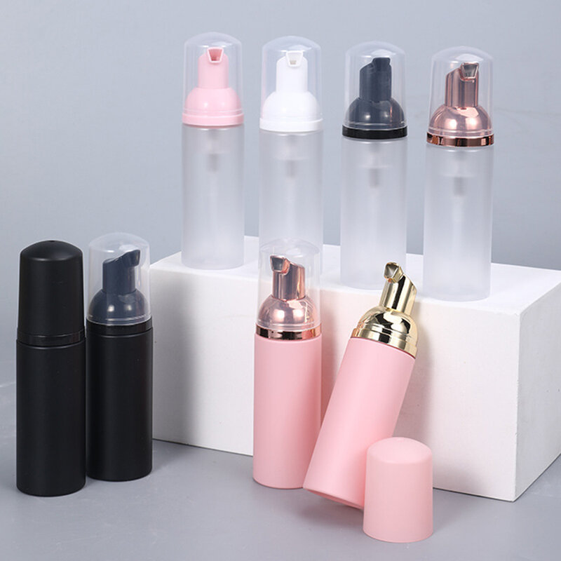 Botella de bomba de espuma de plástico rellenable, contenedor vacío para cosméticos, limpiador, jabón, champú, botellas de espuma, botella de viaje para maquillaje, 50ml