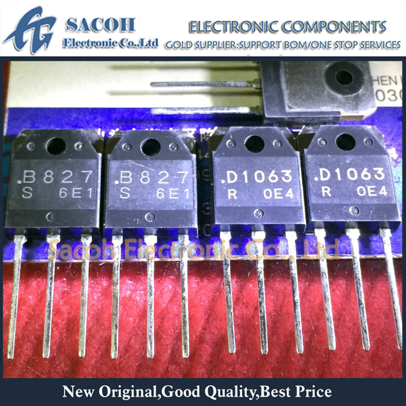 10 pares de transistores de silicio plano Epitaxial 2SB827 B827 + 2SD1063 D1063 TO-3P NPN PNP