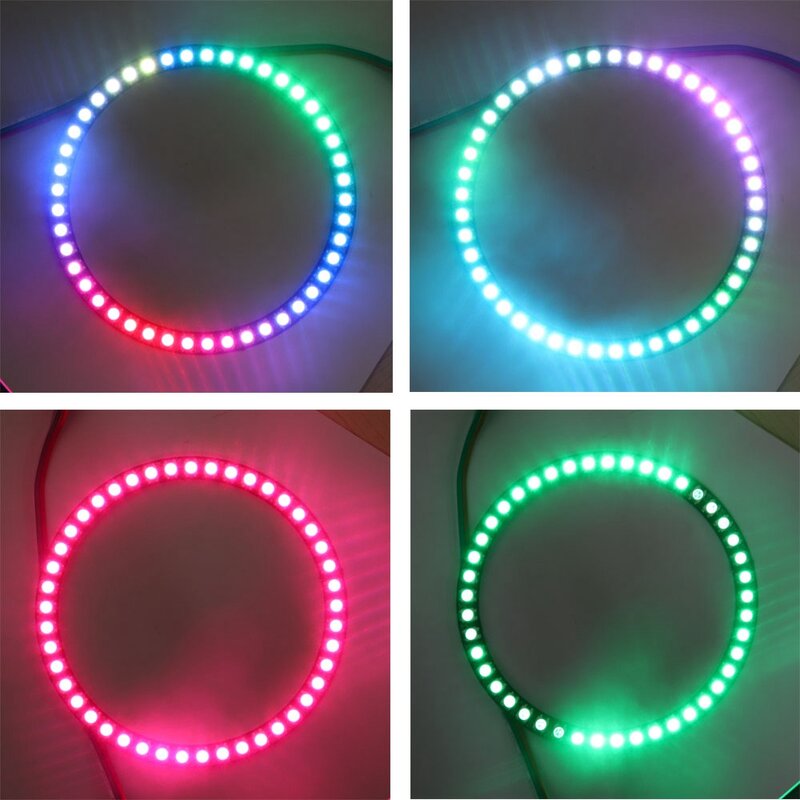 Módulos de LED endereçáveis, WS2812B, IC, RGB, Cor completa, Redondo, DC5V, 8, 16, 24, 35, 45 LEDs, anel de pixel