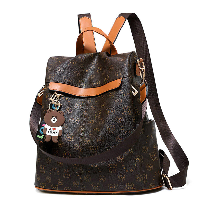 Women's backpack leather luxury shoulder bag Stylish Backpacks large capacity casual school bag ladies travel anti-theft bagpack