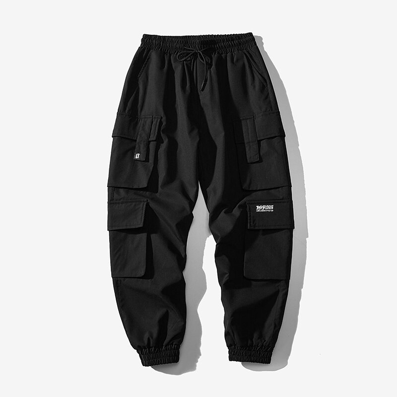 Pantalones Cargo de estilo Harem para hombre, ropa de calle masculina de gran tamaño, con bolsillos, estilo Hip Hop, a la moda, color negro, 2024