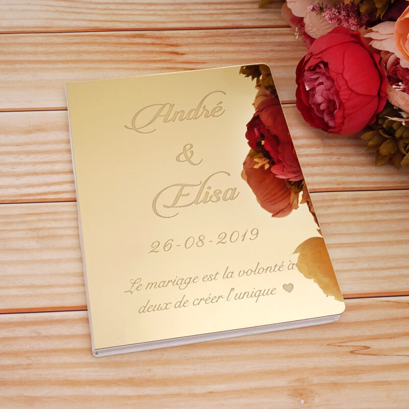 Specchio acrilico personalizzato bianco libro degli ospiti in bianco firma di nozze libro degli ospiti battesimo personalizzato evento e decorazioni per feste bomboniere regali