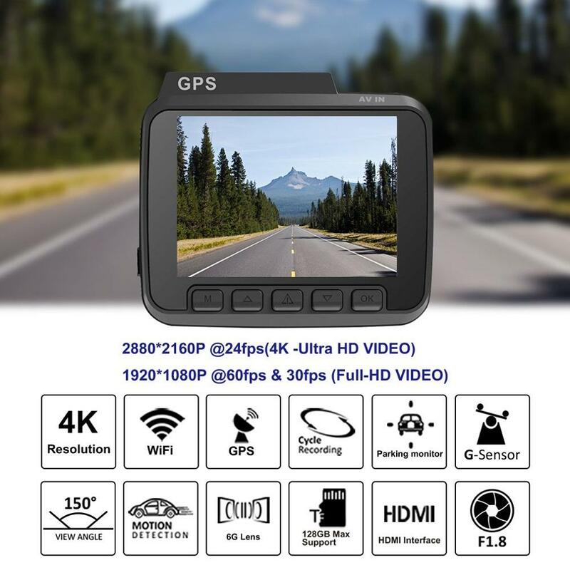 Beliewin GS63H 4K intégré GPS WiFi voiture DVR enregistreur caméra de tableau de bord double lentille avec caméra de vue arrière WDR Vision nocturne Dashcam