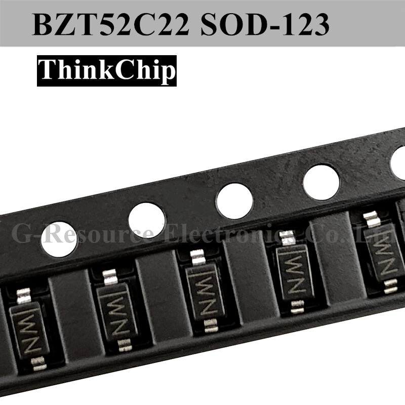(100 piezas) BZT52C22 SOD-123 SMD 1206 diodo estabilizado de voltaje 22V (marcado WN)