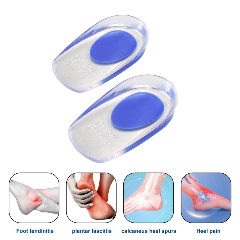2 sztuk silikonowa wkładka do buta podkładki podeszwy Fasciitis człowiek pięty ostroga żel silikonowy pięty kubki pięty ból pięty na buty stóp silikonowe podnóżek