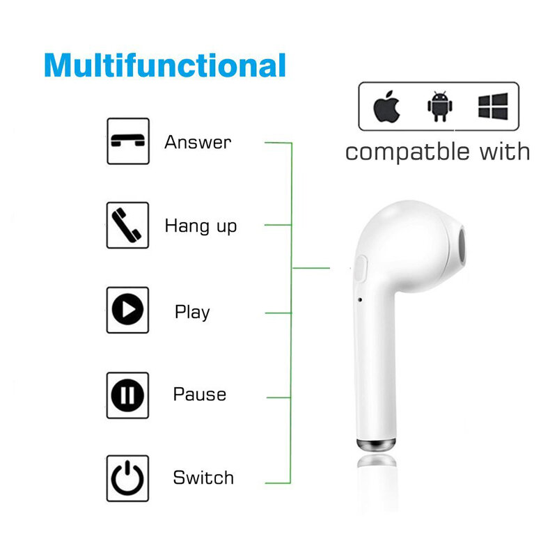 i7s TWS Bluetooth Earphone in-ear Wireless Headset Mini Music Earpiece Sport Earbuds with Wireless Earphone wish Charging Box