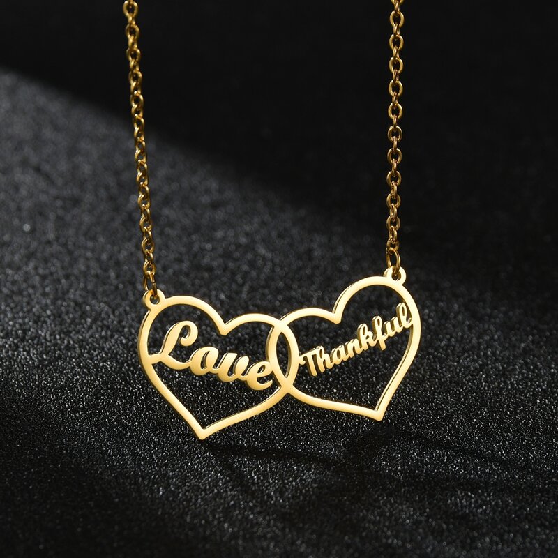Acheerup Personalized Name Necklace For Women Stainless Steel Custom Letter Hollow Heart Butterfly Crown Choker Jewelry Gifts
