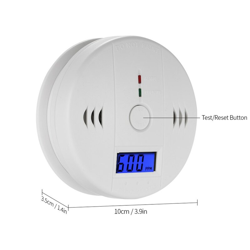 Carbon Monoxide Detector Independent CO Gas Sensor LCD Display 85dB Warning Alarm Home Security