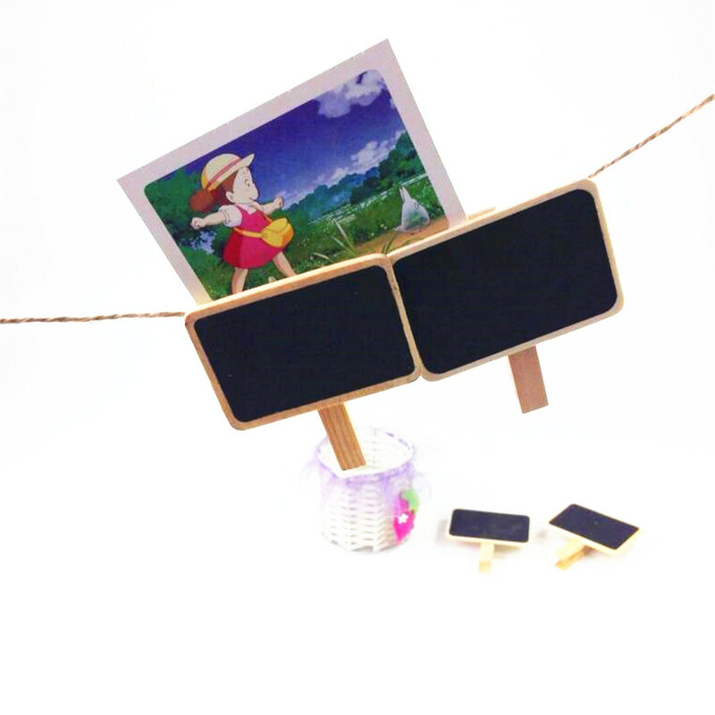 10 sztuk/partia Mini DIY wielofunkcyjna wiadomość łupek prostokąt tablica z drewnianymi klipsami do dekoracji strony Retangle Office