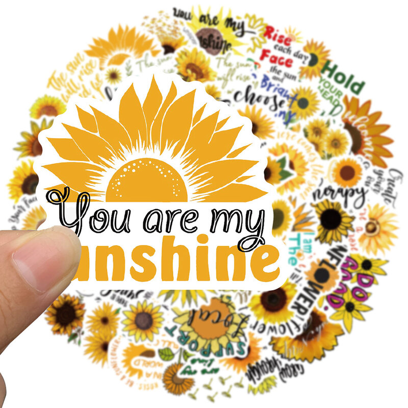 10/30/50 Buah Stiker Frase Motivasi Bunga Matahari Stiker Decal Kartun Koper Laptop Scrapbook DIY Estetika untuk Mainan Anak