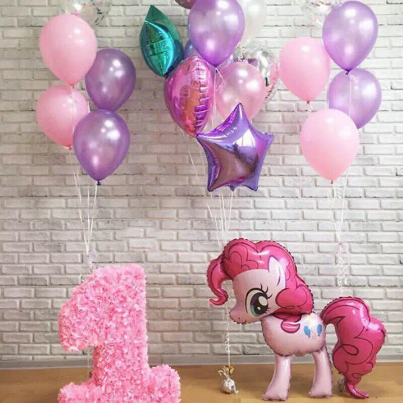 Balões de unicórnio rosa pony 3d, 1 peça, 100*97cm, feliz aniversário, festa de unicórnio, folha de hélio crianças animais brinquedos globos