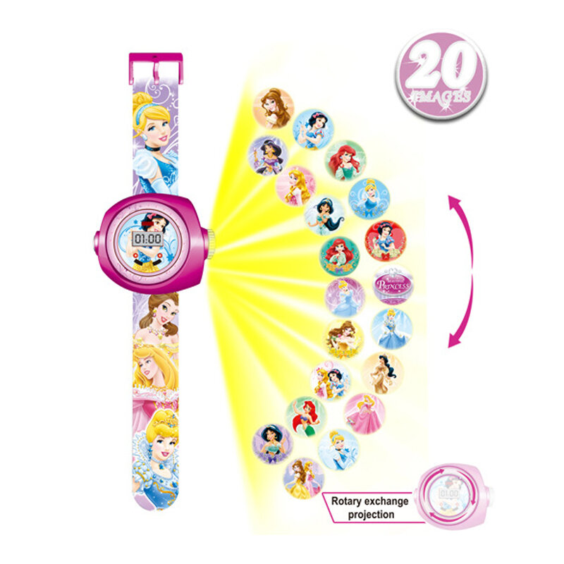 20 estilos iluminam 3d projeção crianças relógio de bebê brinquedos meninos meninas presente relógio crianças relógios led luz criança relógio eletrônico