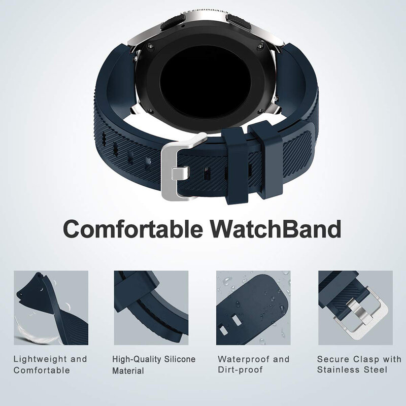 22mm pulseira de silicone macio para samsung galaxy wtch 3 46mm engrenagem s3 huawei relógio gt gt2 46mm cinta confortável para amazfirt gtr 47mm