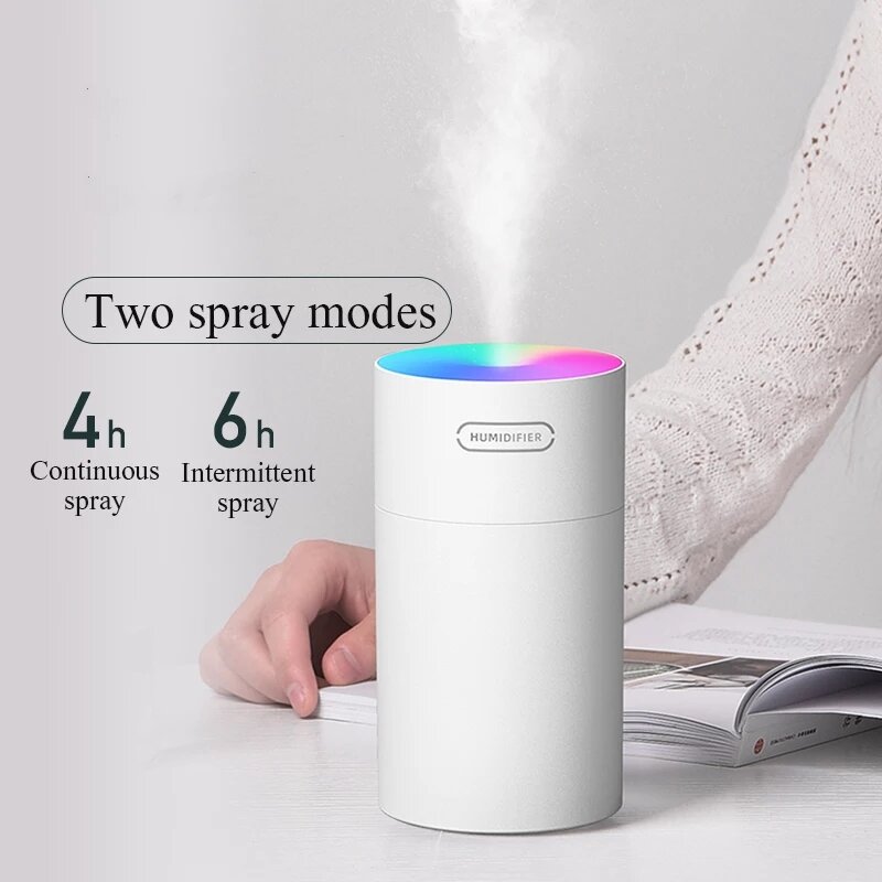 Mini humidificador de aire blanco de 270ML, difusor de aceites esenciales con lámpara romántica, fabricante de niebla USB, humidificadores de aromaterapia para el hogar