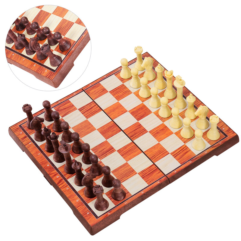 IBaseToy 2 in 1 Magnetic Travel Schach Checkers Set Classic Folding Board Spiel Set Tragbare Pädagogisches Spielzeug für Kinder und erwachsene