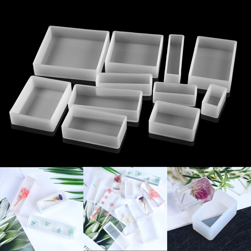 1 pièce carré Rectangle Silicone moule fleurs séchées plante UV résine époxy moule pour bricolage sous-verre pendentif bijoux fabrication d'accessoires