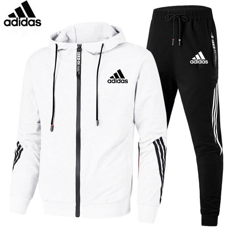 Adidas marke Männer Mode Set Casual Sportsuit Männer Hoodies/Sweatshirts Sportswear Zipper Mantel + Hose Trainingsanzug Männer Marke Kleidung