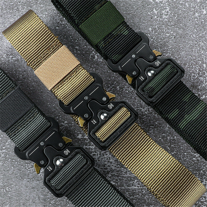Plus Size 150 170cm Men's Belt Army Outdoor Hunting Tactical Multi Function Combat Survival Marine Corps Canvas Nylon Belts 2020