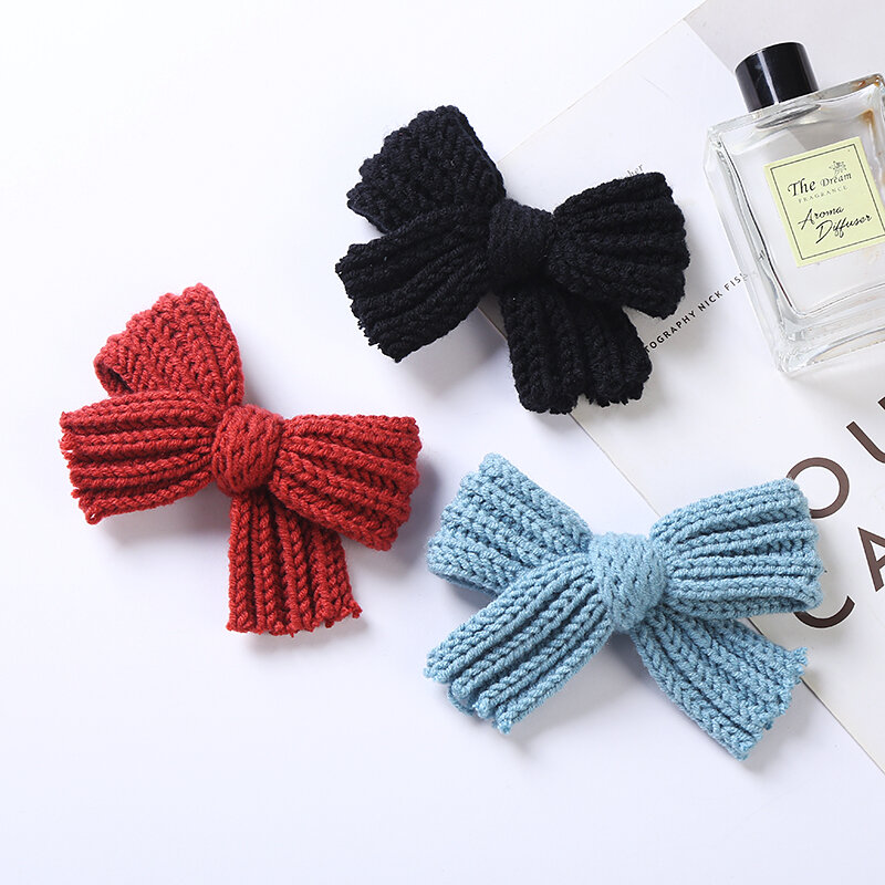 Ins Cute Woolen Bow Baby Girls Hair Clips Hairpins For Children Hairgrips Party Princess Hair Accessories Barrettes Warm Winter