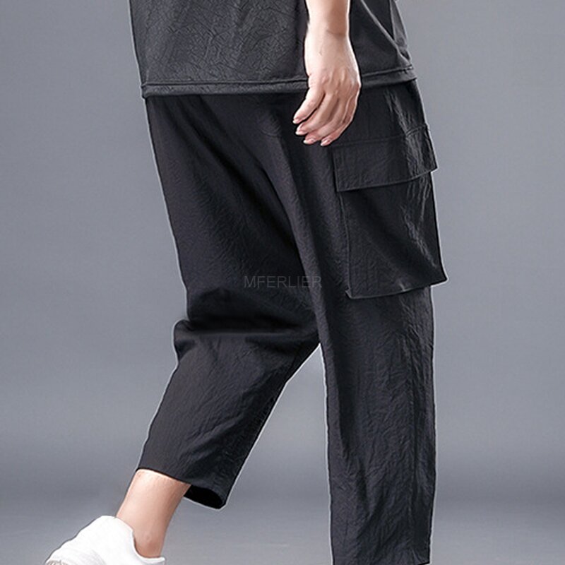 Pantalones de algodón para hombre, pantalones masculinos de cintura 7XL, 145cm, 5XL, 6XL, de talla grande