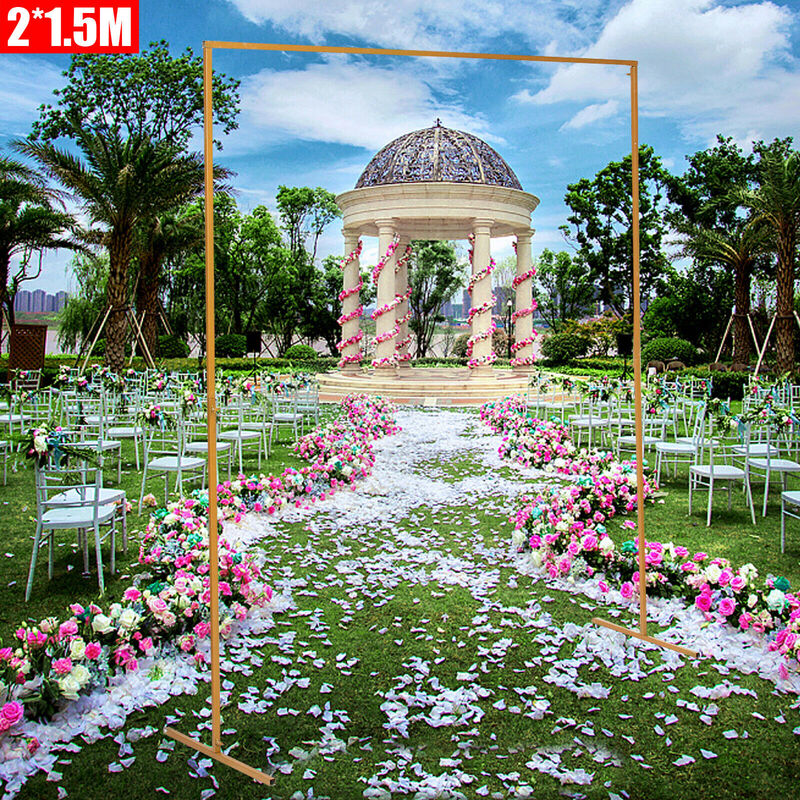 2x1.5m arco di nozze quadrato sfondo in ferro supporto in oro puntelli portafiori forniture per la decorazione della festa di compleanno