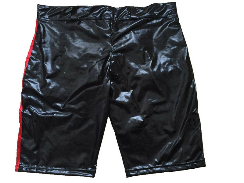 2019 Men Sexy Latex Bodysuit PVC Faux Leather Teddy Fetish Costumes PU Catsuit Men Short Pants Patent Leather Crotchless