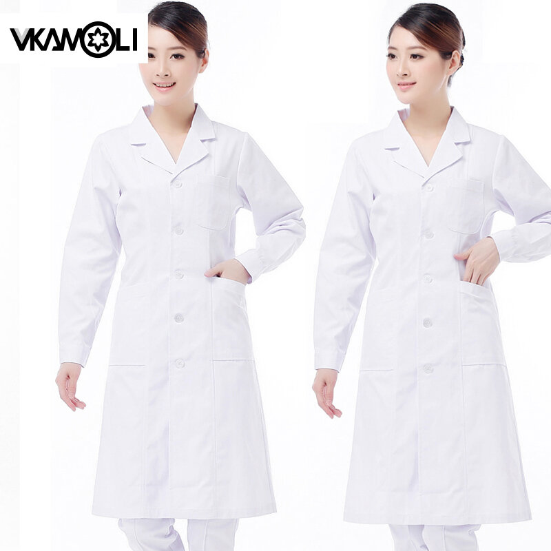 Casaco feminino de manga curta ou longa, uniforme de enfermeira, roupa de trabalho, casacos de laboratório